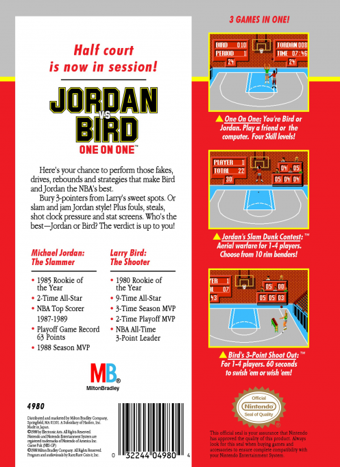 Jordan vs Bird - One on One — box-2D-back (US)