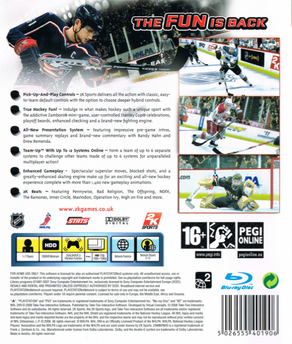 NHL 2K9 — box-2D-back (EU)
