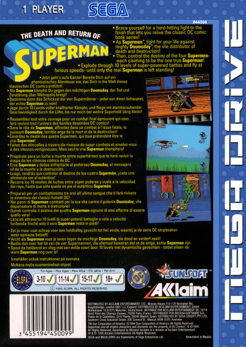 Death And Return Of Superman, The — box-2D-back (EU)