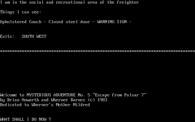 Mysterious Adventure No. 5: Escape from Pulsar 7 — sstitle (WOR)