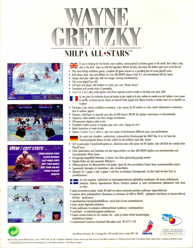 Wayne Gretzky and the NHLPA All-Stars — box-2D-back (EU)