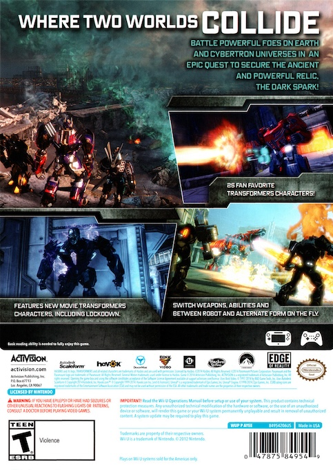Transformers - Rise of the Dark Spark — box-2D-back (US)