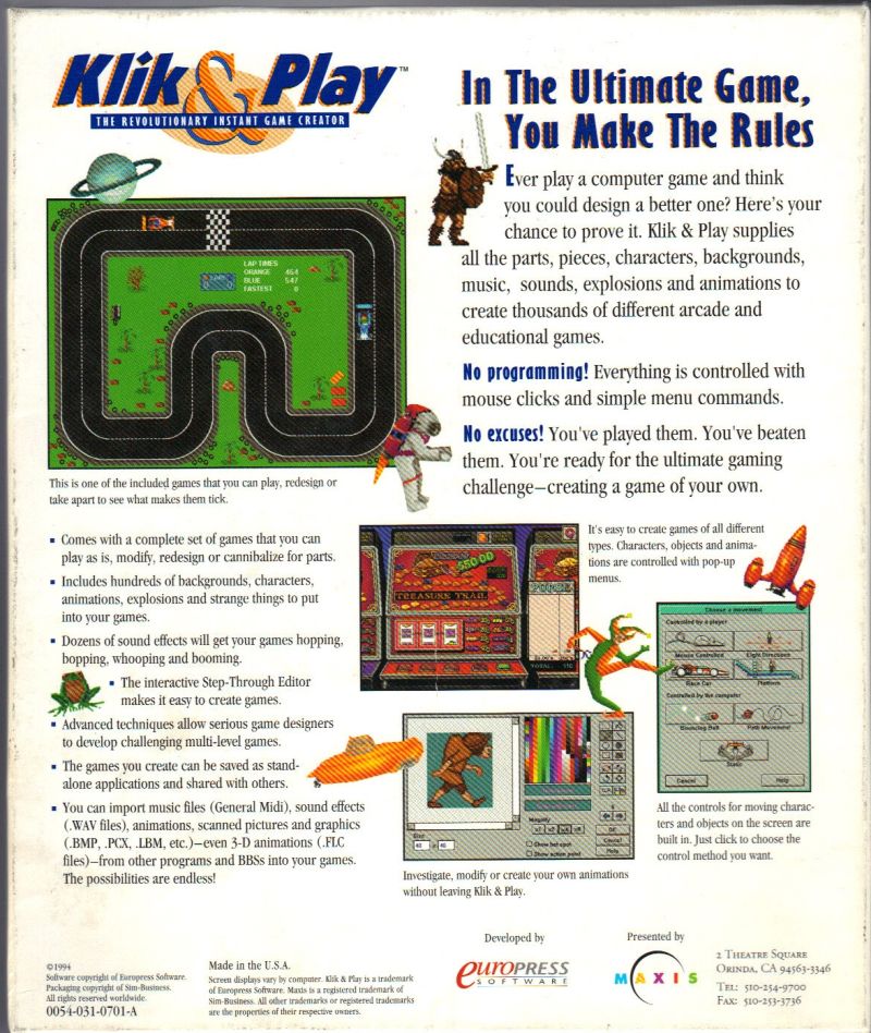 Klik & Play — box-2D-back (US)