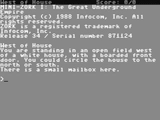 Mini-Zork 1 : The Great Underground Empire — ss (WOR)