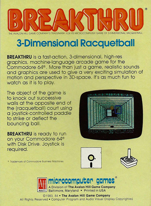 Breakthru in 3D — box-2D-back (US)