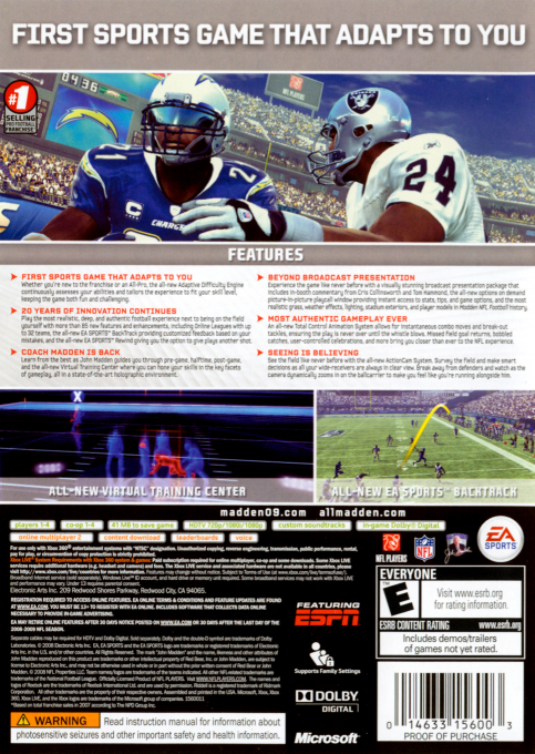 Madden NFL 09 — box-2D-back (US)