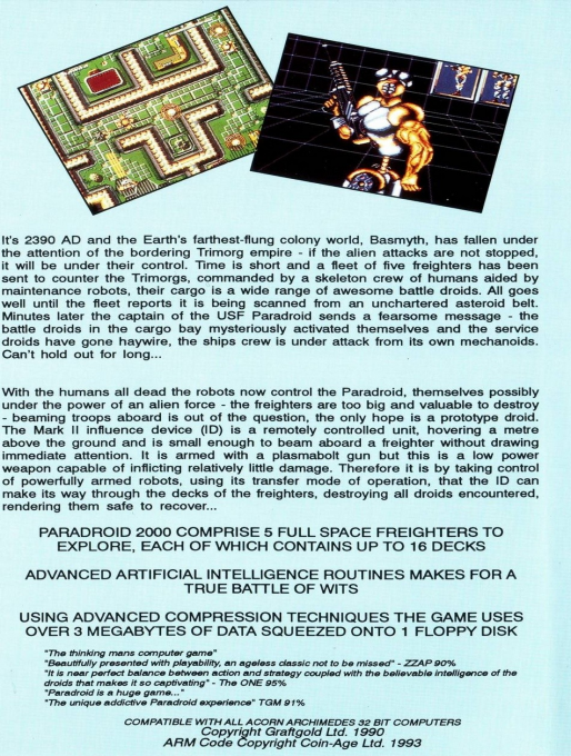 Paradroid 2000 — box-2D-back (UK)