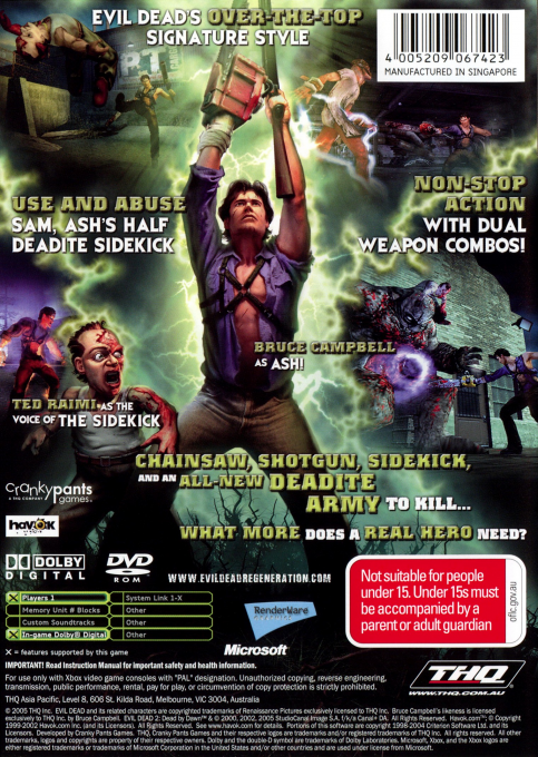 Evil Dead - Regeneration — box-2D-back (AU)
