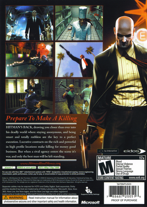 Hitman - Blood Money — box-2D-back (US)