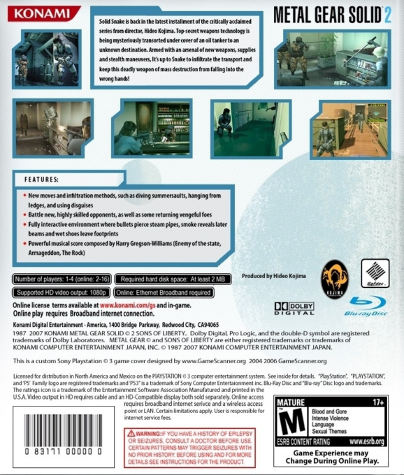 Metal Gear Solid 2 - Sons of Liberty - HD Edition — box-2D-back (US)