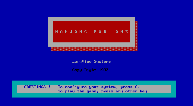 Mahjong for One — sstitle (WOR)