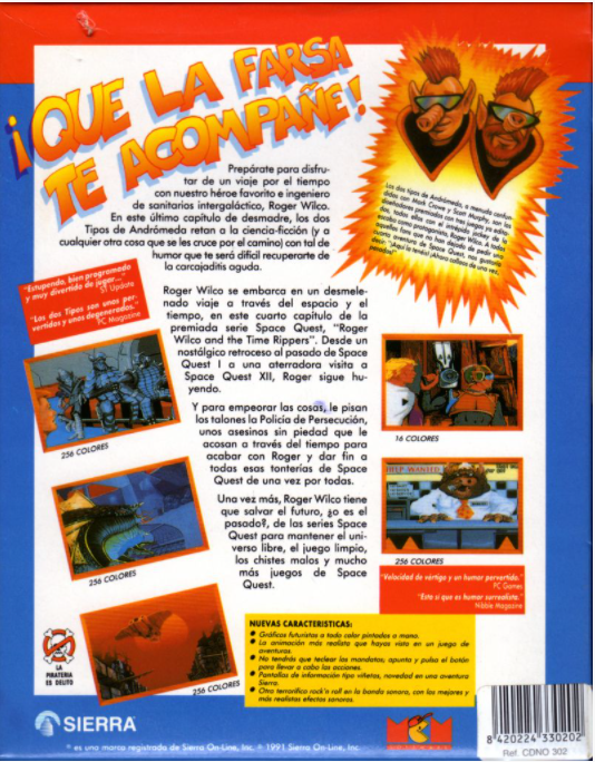 Space Quest 4 - Roger Wilco And The Time Rippers — box-2D-back (SP)