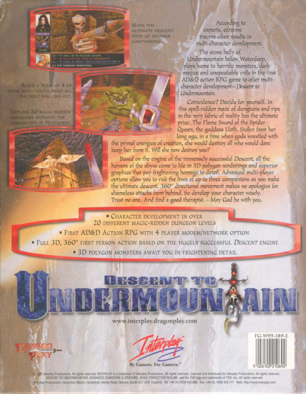 Descent To Undermountain — box-2D-back (EU)
