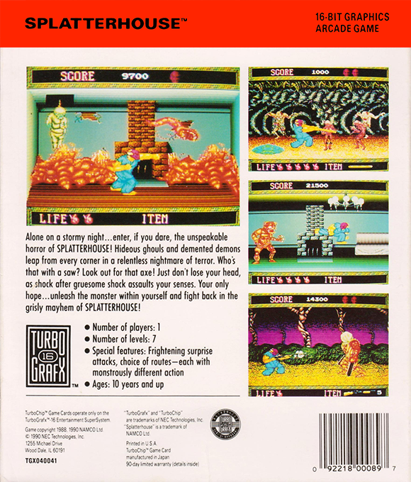 Splatterhouse — box-2D-back (US)