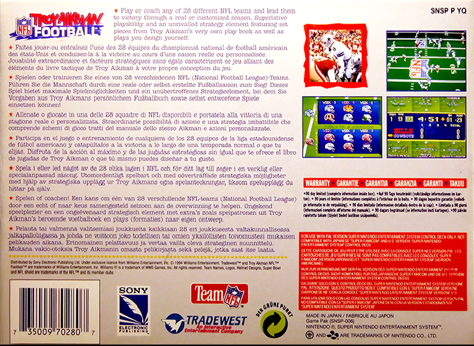 Troy Aikman Nfl Football — box-2D-back (EU)