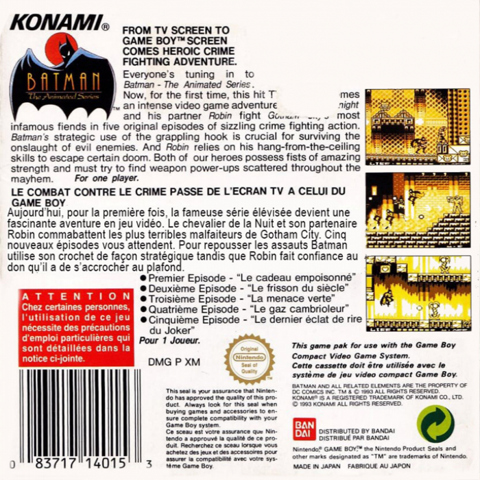 Batman - The Animated Series — box-2D-back (EU)