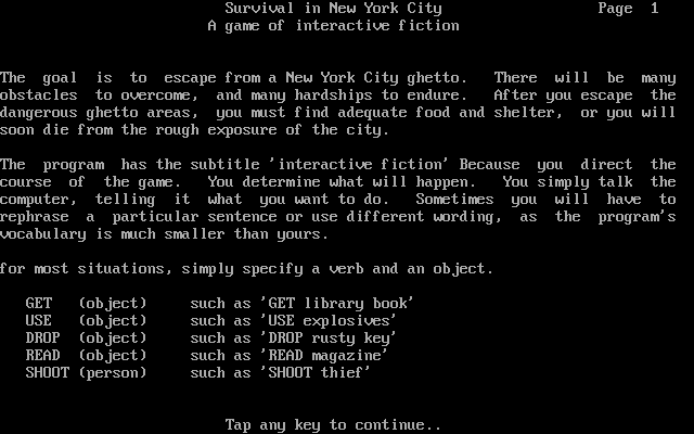 Survival in New York City box art