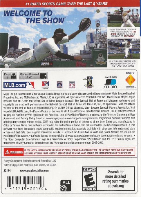 MLB 14 - The Show — box-2D-back (US)