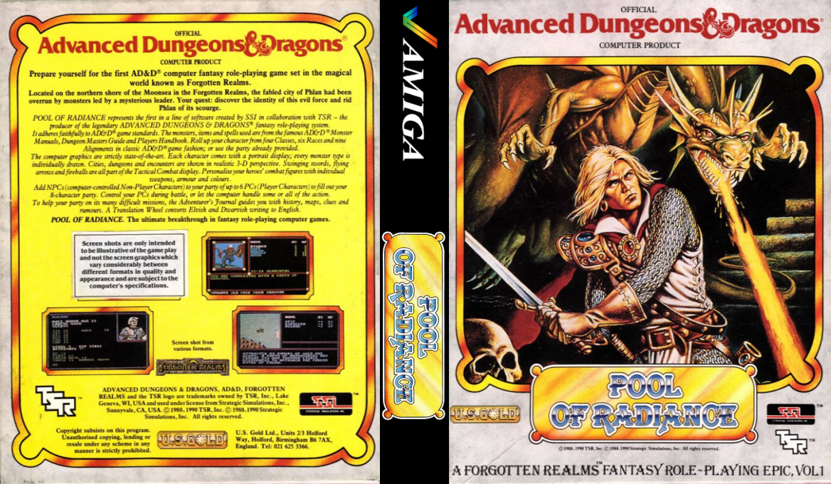 Advanced Dungeons & Dragons - Pool of Radiance - A Forgotten Realms Fantasy Role-Playing Epic, Vol.I — box-texture (EU)
