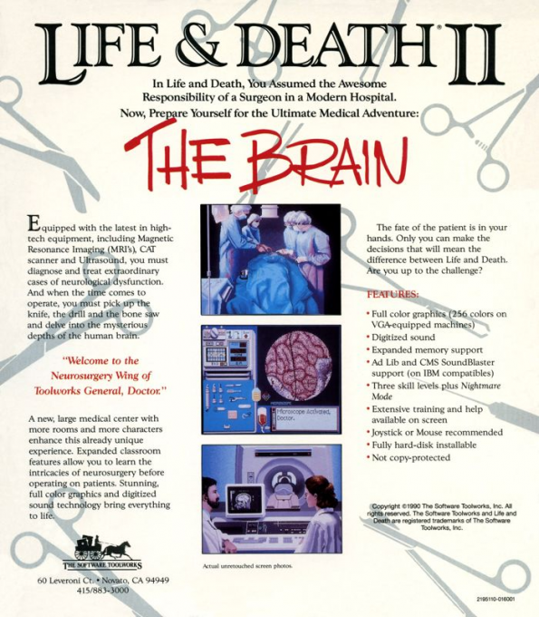 Life And Death 2 - The Brain — box-2D-back (US)