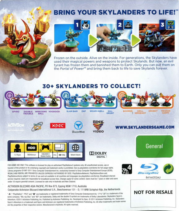 Skylanders - Spyro's Adventure — box-2D-back (AU)