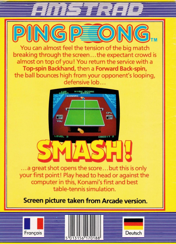 Konami's Ping Pong — box-2D-back (EU)