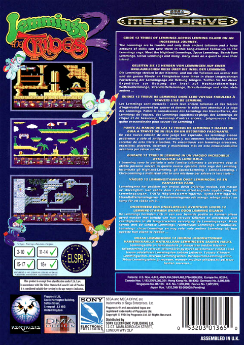 Lemmings 2 - The Tribes — box-2D-back (EU)