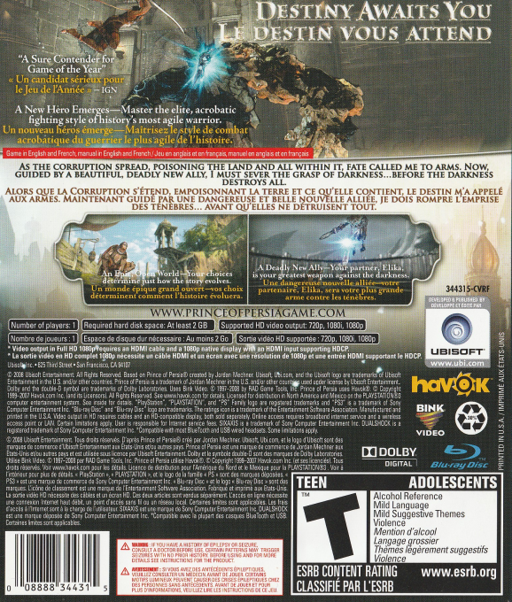 Prince of Persia — box-2D-back (CA)