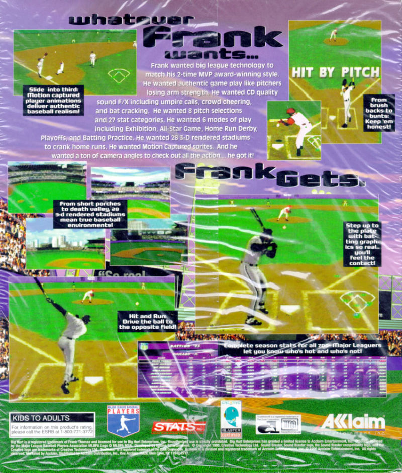 Frank Thomas Big Hurt Baseball — box-2D-back (US)