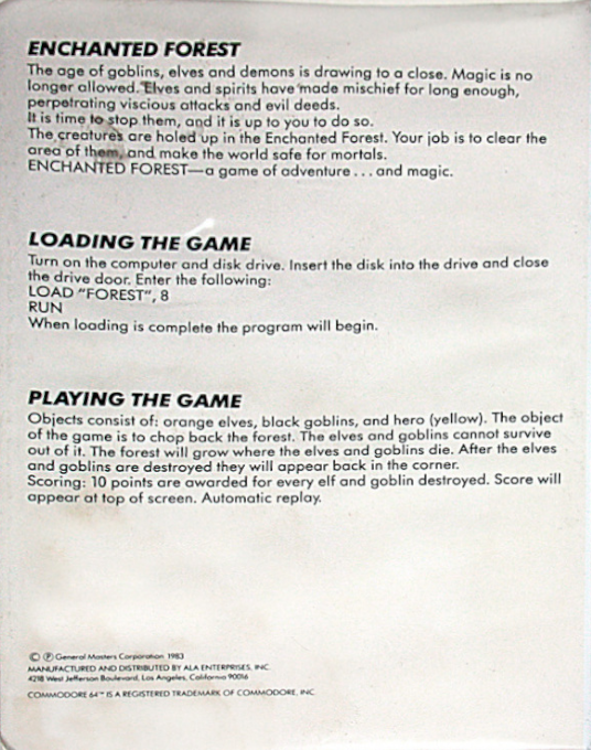 Enchanted Forest — box-2D-back (US)