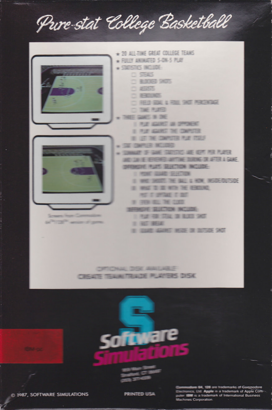 Pure-Stat College Basketball — box-2D-back (US)
