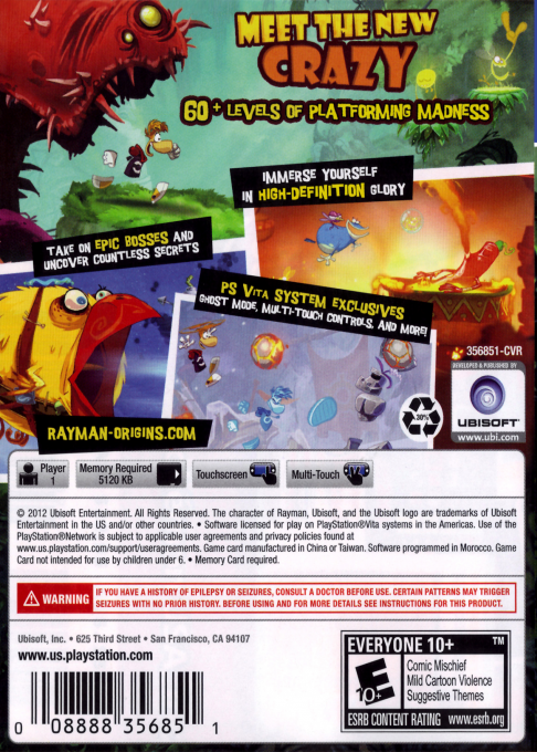 Rayman Origins — box-2D-back (US)