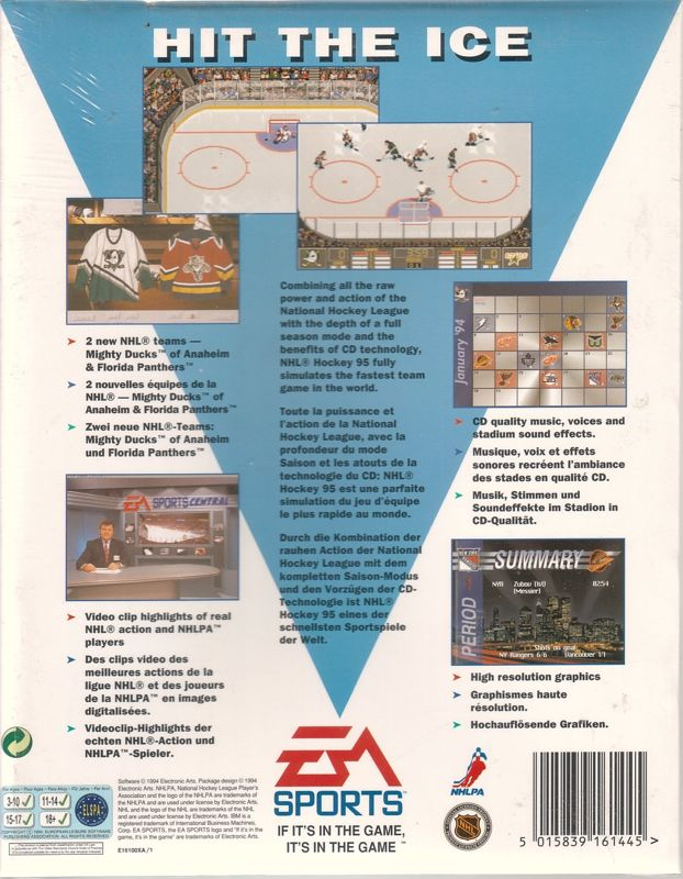 NHL Hockey 95 — box-2D-back (EU)