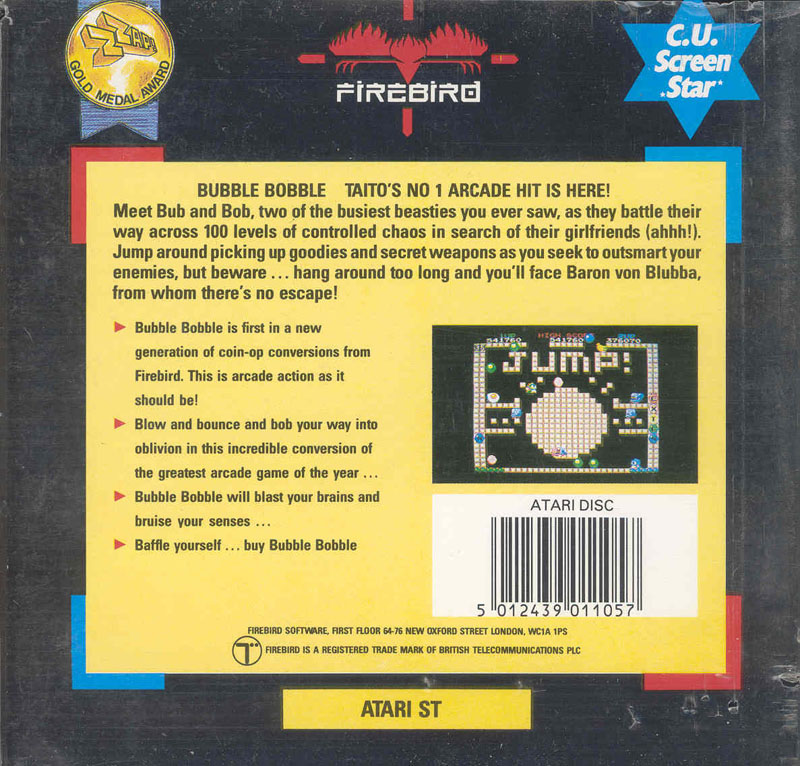 Bubble Bobble — box-2D-back (EU)