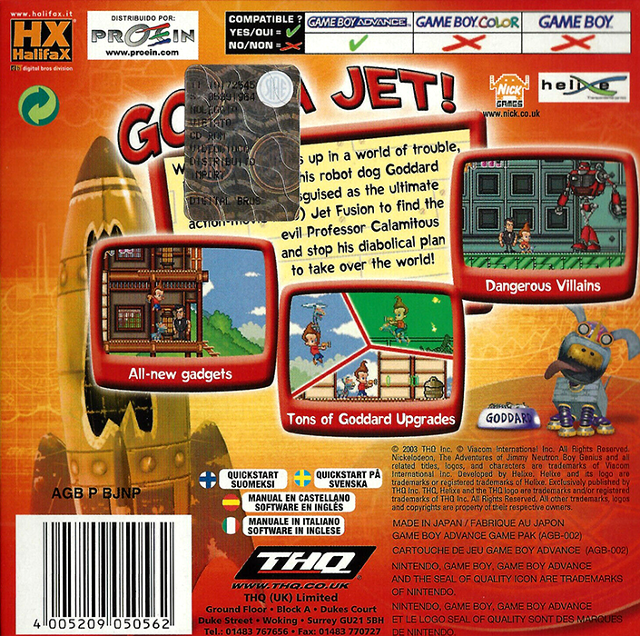 Adventures of Jimmy Neutron Boy Genius, The - Jet Fusion — box-2D-back (EU)