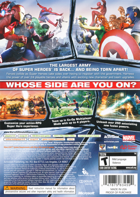 Marvel - Ultimate Alliance 2 — box-2D-back (US)