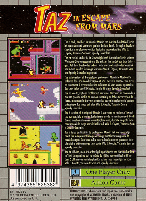 Taz In Escape From Mars — box-2D-back (EU)