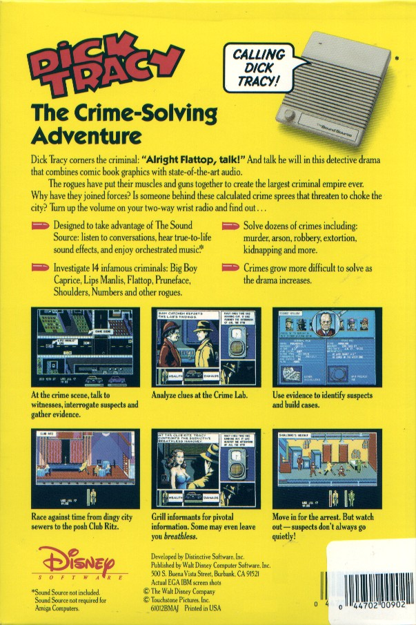 Dick Tracy - The Crime-Solving Adventure — box-2D-back (US)