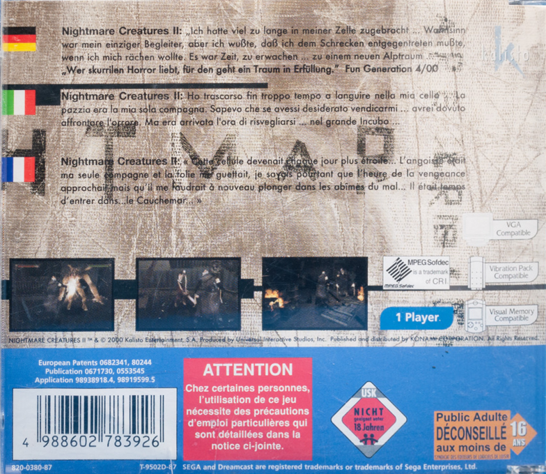 Nightmare Creatures 2 — box-2D-back (EU)