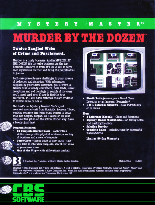 Mystery Master - Murder By The Dozen — box-2D-back (US)