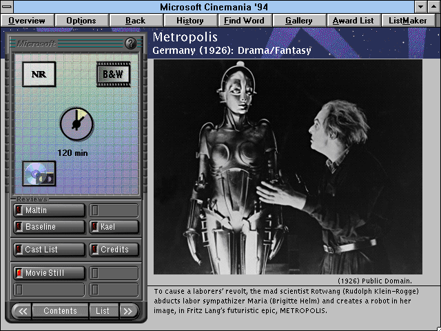 Microsoft Cinemania '94 — ss (WOR)