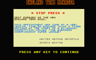 England Team Manager — ss (WOR)