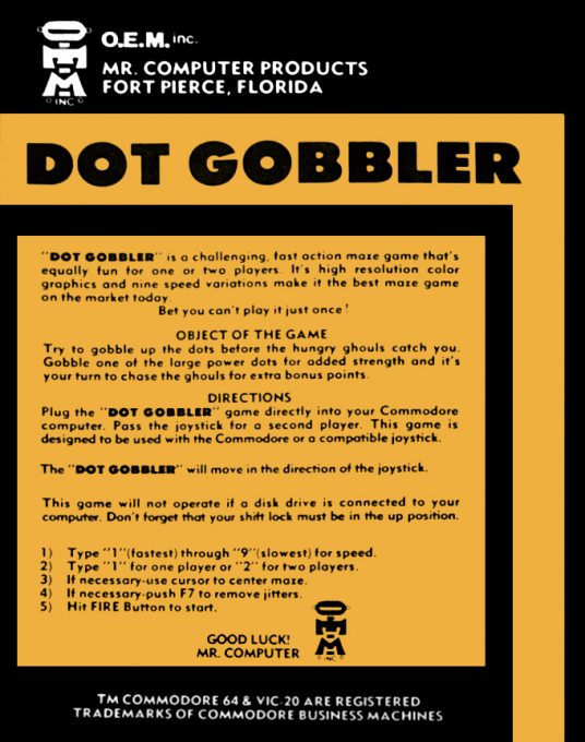Dot Gobbler — box-2D-back (US)