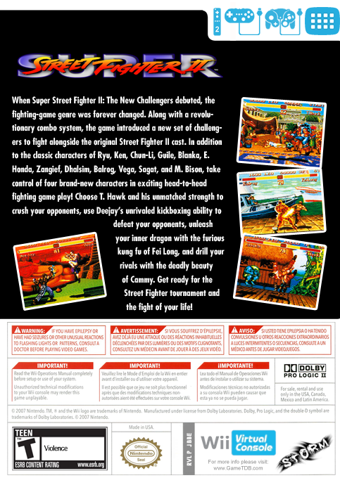 Super Street Fighter II : The New Challengers — box-2D-back (US)