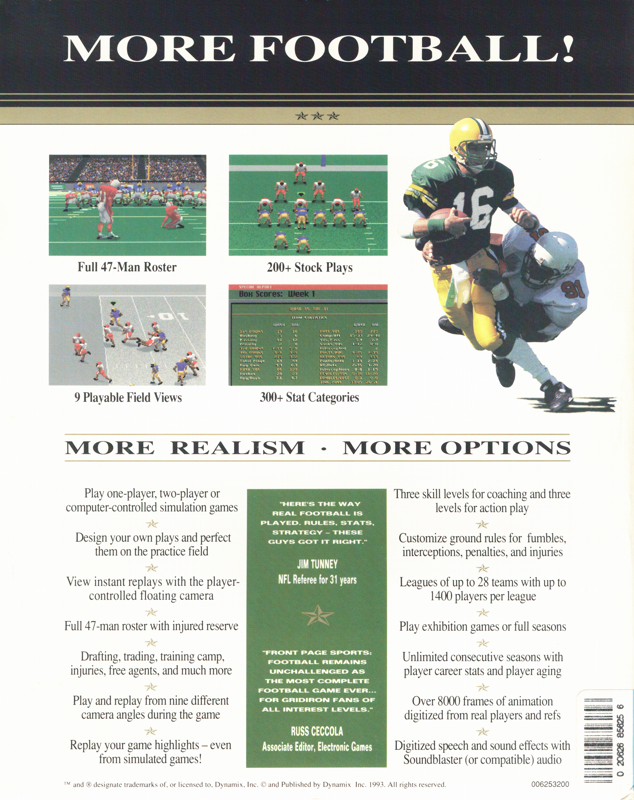 Front Page Sports - Football — box-2D-back (US)
