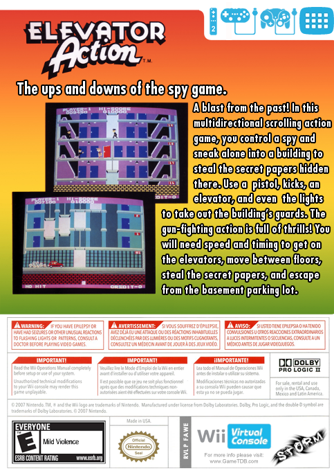Elevator Action — box-2D-back (US)