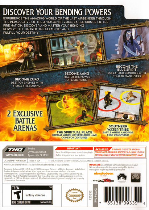 Last Airbender - Special Edition, The — box-2D-back (US)