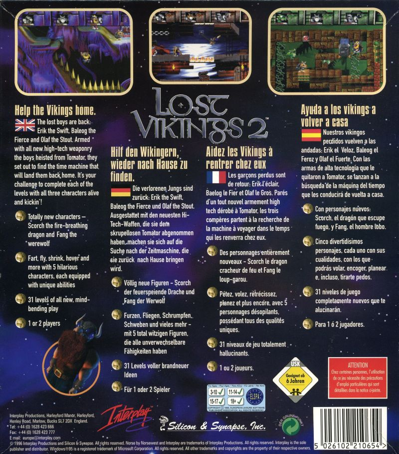 Lost Vikings 2 - Norse by Norsewest — box-2D-back (EU)