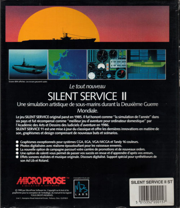 Silent Service 2 — box-2D-back (FR)