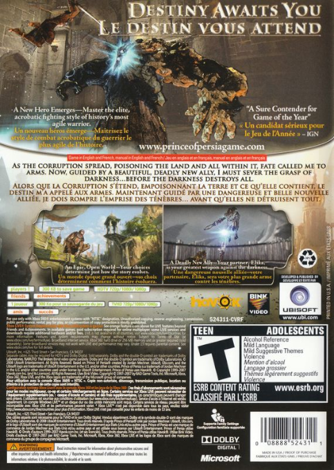 Prince of Persia — box-2D-back (CA)